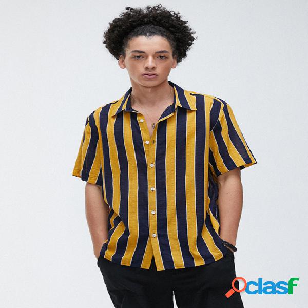 Mens Casaul Colorful Camisas de manga curta com gola