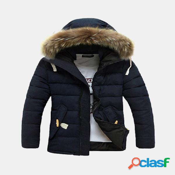 Mens Casual Windproof Mid Comprimento Thicken Vintage Zipper