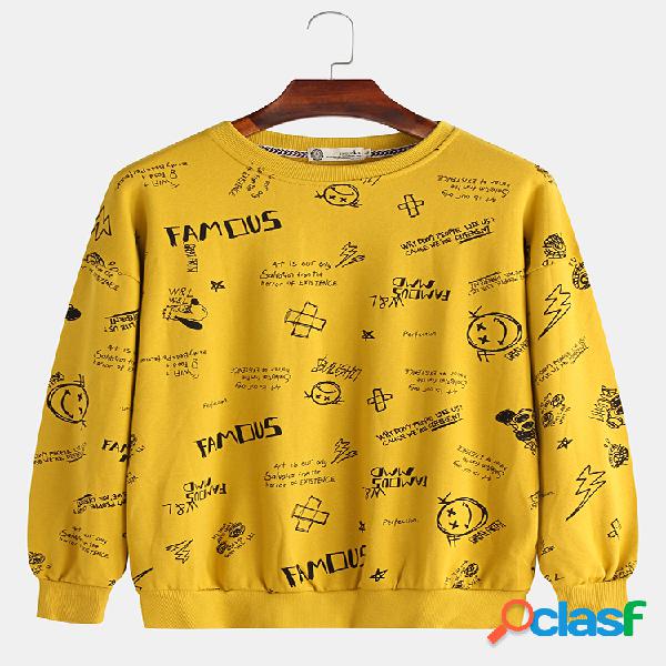 Mens Cotton Funny Script Letter Moletom com capuz de