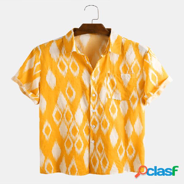 Mens Cotton Graffiti Print Camisas de grife de manga curta