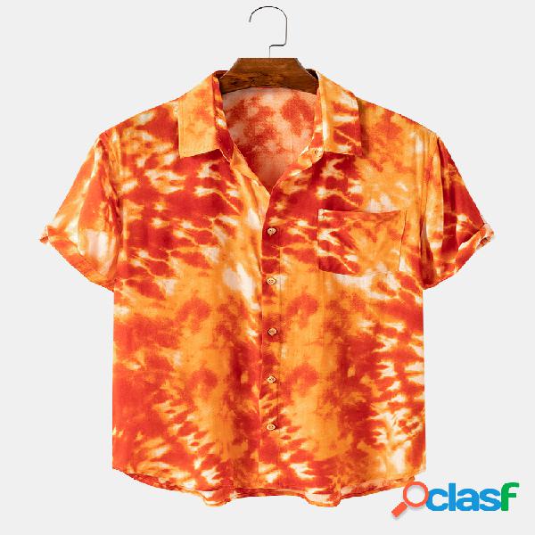 Mens Designer Tie Dye Estilo Gradiente Camisas de manga