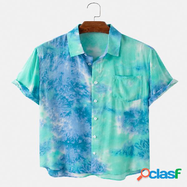Mens Designer Tie Dye Gradient Printed Casual Shirts