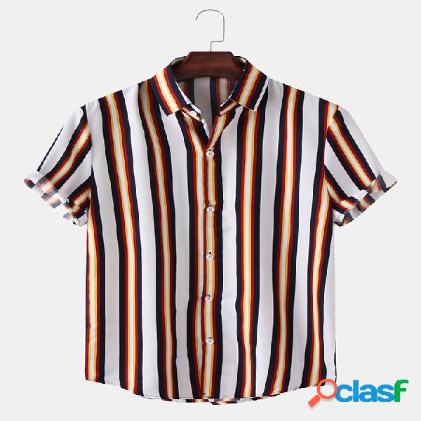 Mens Designer listrado casual todos os dias camisas de manga