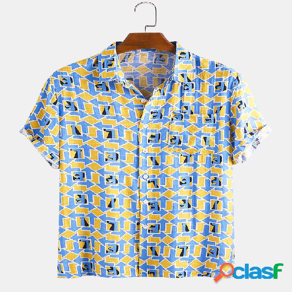 Mens Direction Print Summer Camisas de grife de manga curta