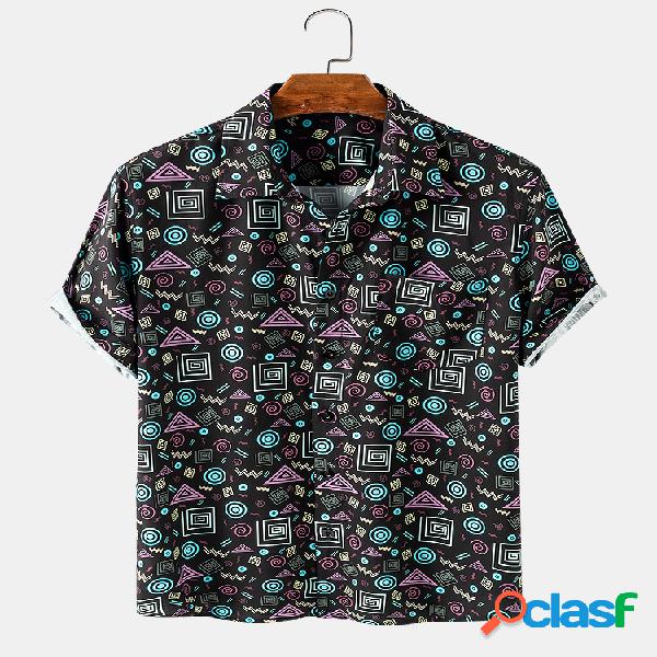 Mens Funny Padrão Print manga curta respirável camisas