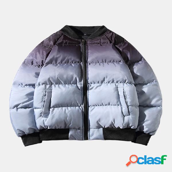 Mens Gradient Fashion Design Oversize Stand Collar Zipper