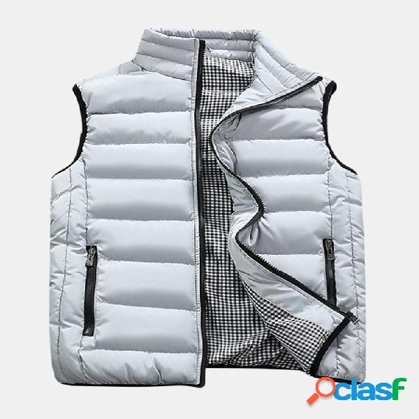 Mens Inverno Espessamento Quente Cor Sólida Gola Slim Fit