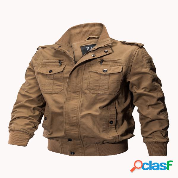 Mens Outdoor Tactical Washed Cotton Multi Pockets Casacos