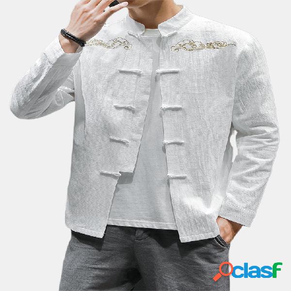 Mens Outono Casual Estilo Chinês Nuvem Impressão Plain