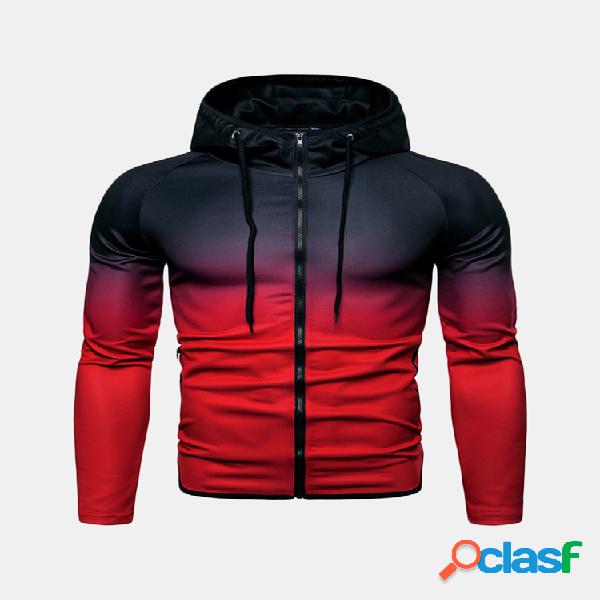 Mens Slim Fit Slim Zipper Up Sport Casual Hoodies