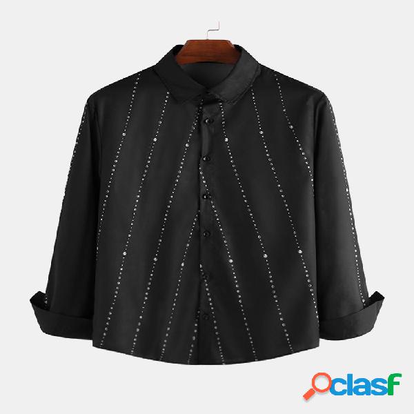 Mens Spots étnicos Imprimir Turn Down Collar camisas de