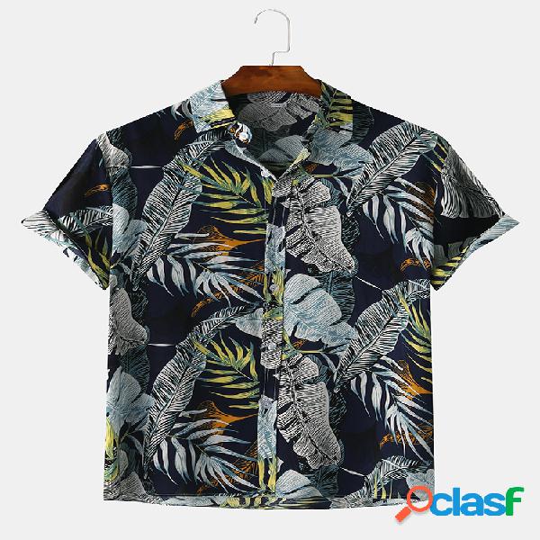 Mens Tropical Rainforest Folha Camisas de manga curta