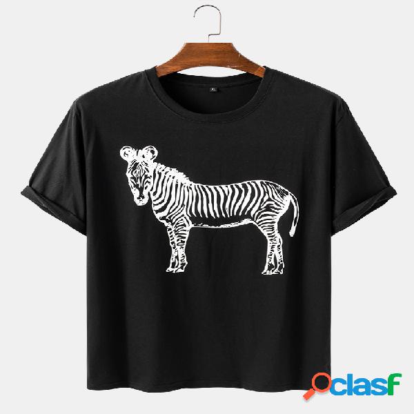 Mens Zebra Padrão Camisetas de manga curta com estampa