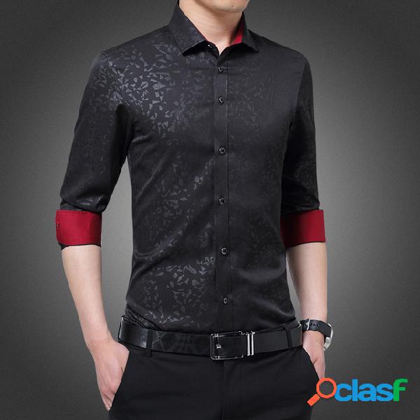 Mens camisa de mangas compridas juventude camisa casual