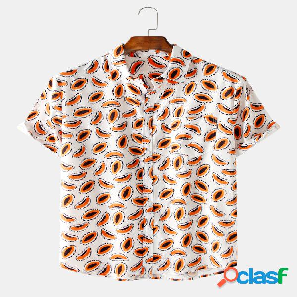 Mens engraçado frutas cantalupo imprimir camisas de manga