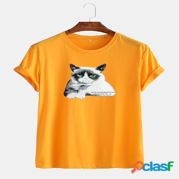 Mens respirável gato dos desenhos animados gráfico