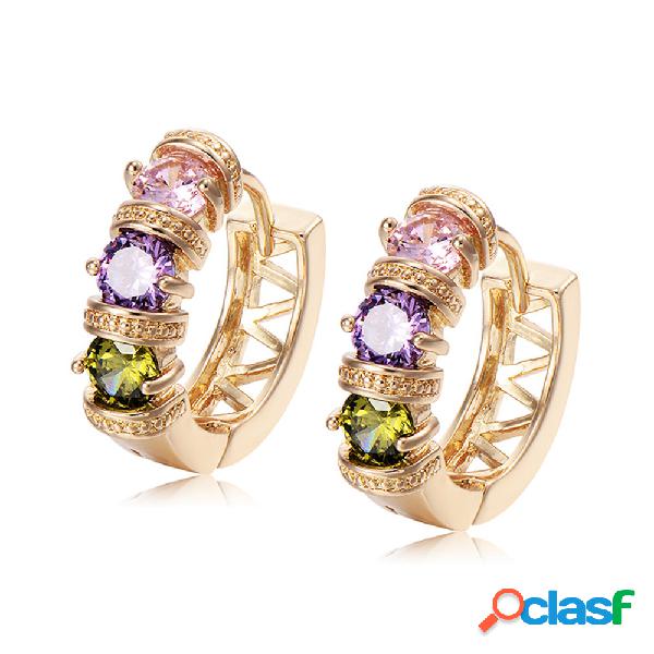 Moda Ear Stud Brincos Banhado A Ouro Colorido Ziron Oco