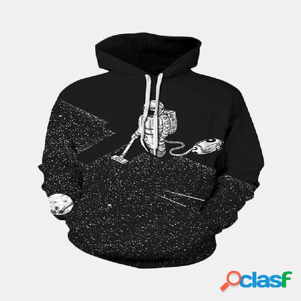 Moletom Esportivo Astronauta Estampada Digital com Capuz