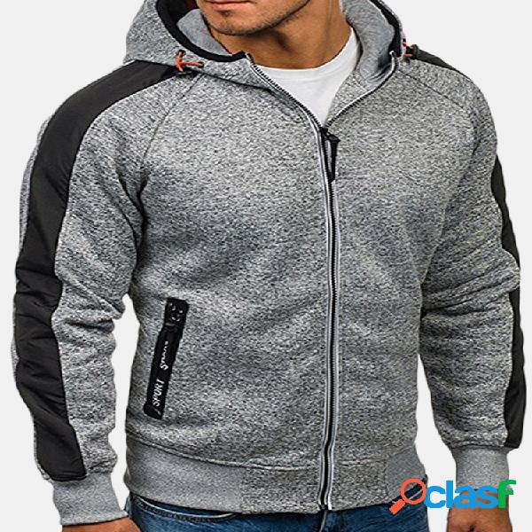 Moletom de Moda Zíper Frontal Manga Longa Casual Masculino