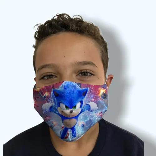 Máscara Proteção Tecido Personagens Sonic Menino
