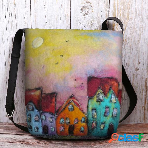 Mulheres Colorful Bolsa Cordeiro DIY Cabelo Crossbody Bolsa