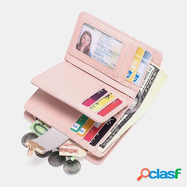 Mulheres Couro Genuíno RFID Anti-roubo Multi-slots Bifold