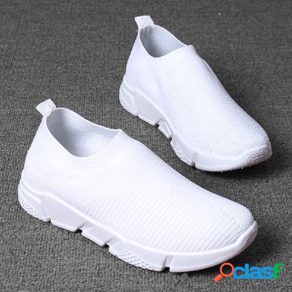 Mulheres Esportes Meias Sapatos Mesh Slip On Black Sneakers
