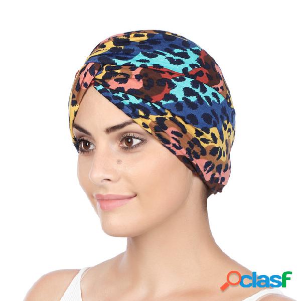 Mulheres Impresso Leopard Beanie Chapéu Estilo étnico