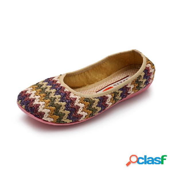 Mulheres Old Beijing Style respirável Casual Flat