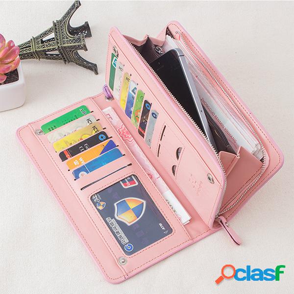 Mulheres PU Leather Functional Card Holder Wallet Purse
