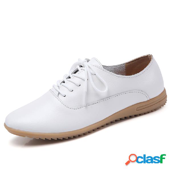 Mulheres Slip Resistant Lace Up Casual sapatos brancos de