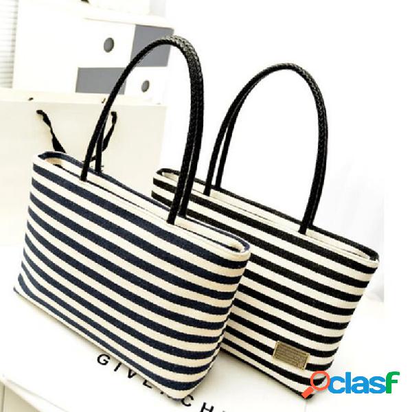 Mulheres Stripe Leisure Tote Bolsa Bolsa Crossbody Bolsa