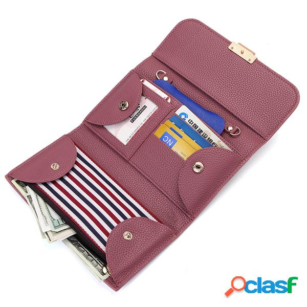 Mulheres Temperamento Cadeia Ombro Bolsa Cartão Multi-slot