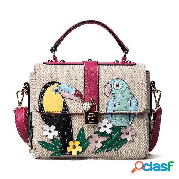 Mulheres dos desenhos animados Weave Flap Shoulder Bolsa