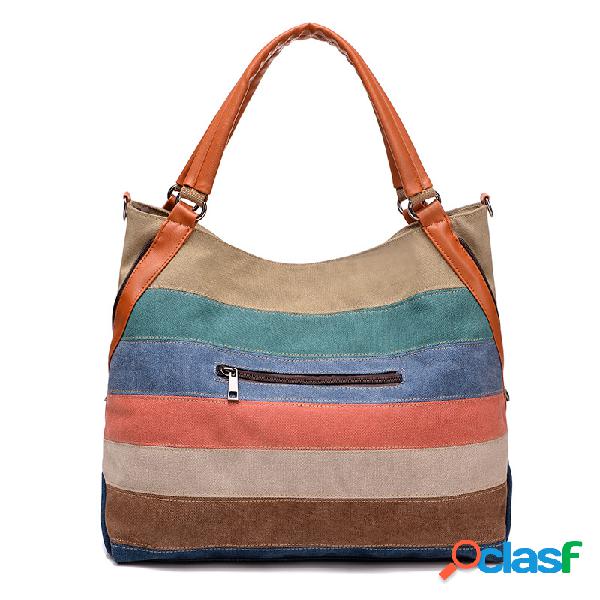Mulheres listrado bolsa ombro Messenger Bolsa
