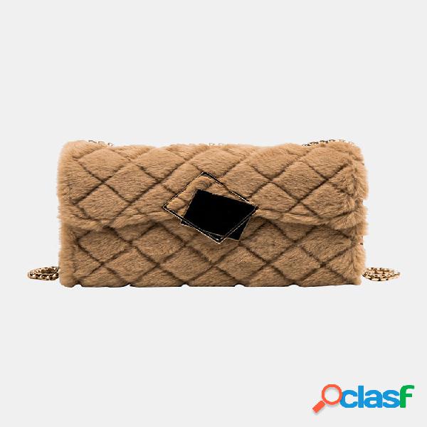 Mulheres manta acolchoada Crossbody cadeia Bolsa aba Bolsa