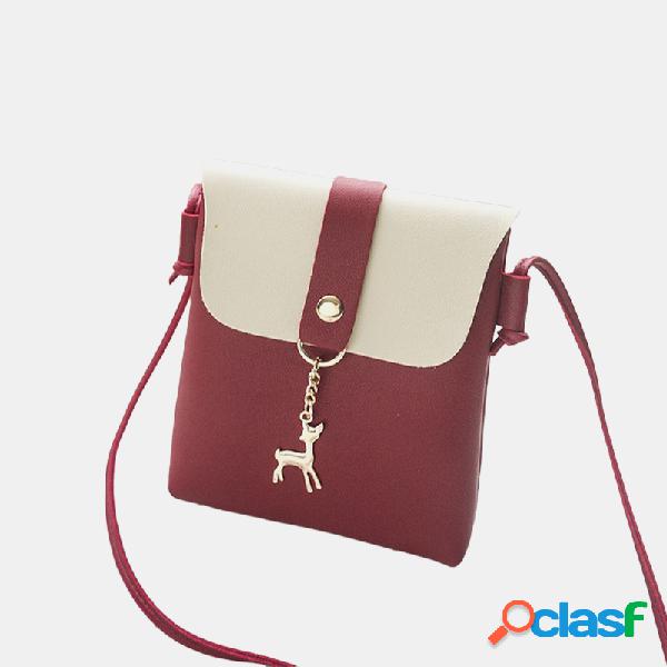 Mulheres patchwork casual pu crossbody Bolsa ombro Bolsa