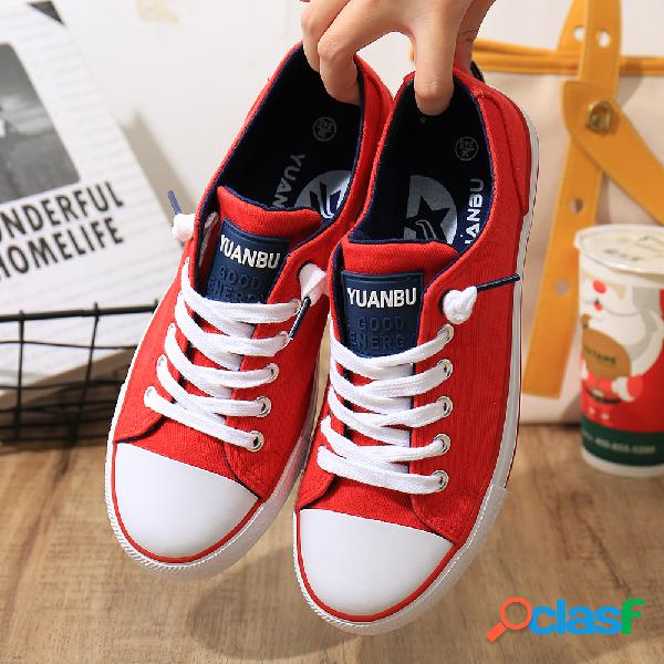 Mulheres roupas de cor sólida Banda Lace Up Flats Shoes