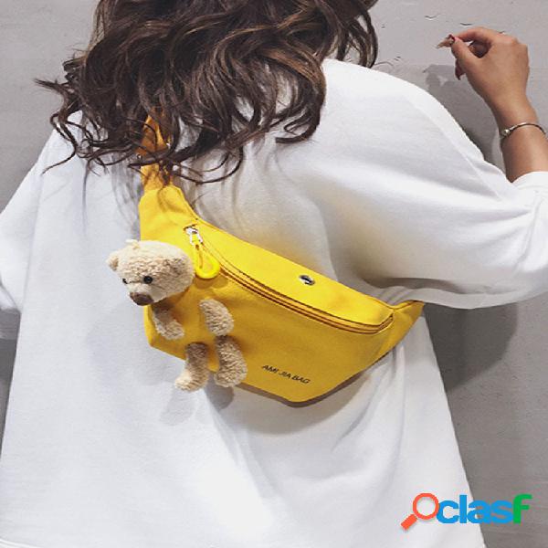 Mulheres urso Boneca Crossbody bonito sólido Bolsa