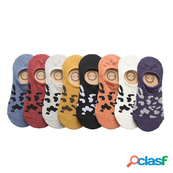 Novo Barco Meias Feminino Japonês Leopardo Meias Silicone