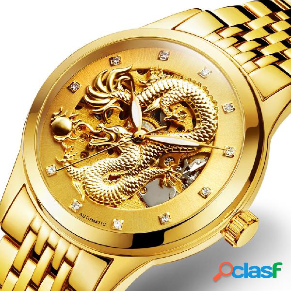 POLOBOSS Relógio Mecânico Automático de Titânio Strass