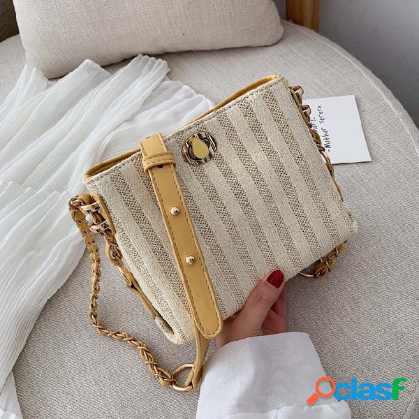 Palha Pequeno Bolsa Fêmea Nova Temporada Weave Cadeia