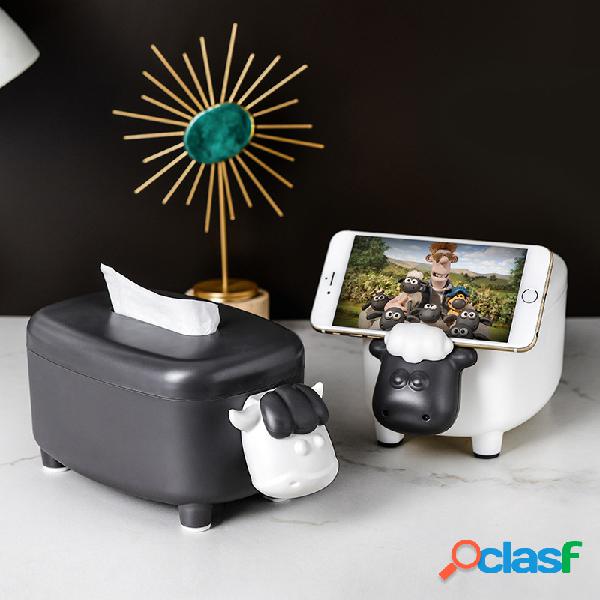 Papel simples preto e branco Caixa tecido de mesa doméstico