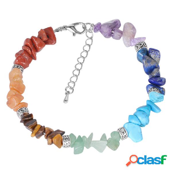 Pedra natural do vintage Colorful Pulseira artesanal de