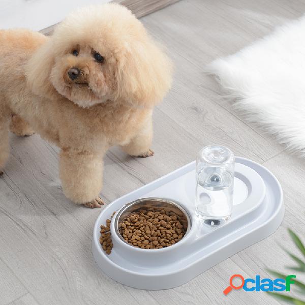 Pet Anel Automático Água Contínua Dupla Bacia de Aço