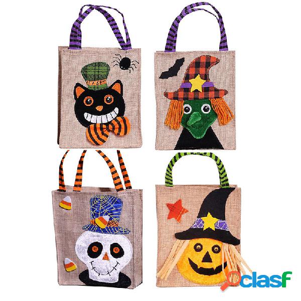 Presente do dia das bruxas Bolsa abóbora preto gato branco