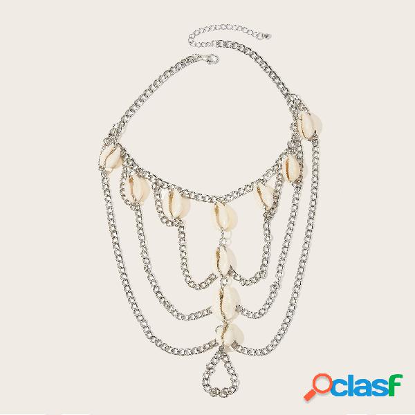 Pulseira Cadeia boêmio com Dedo Multi-layer Shell Tassel