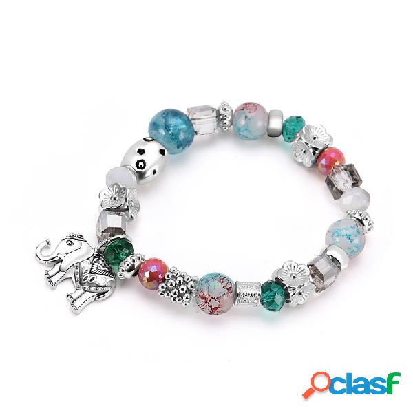Pulseiras Frisado Boêmio Colorido Irregular Flor Contas