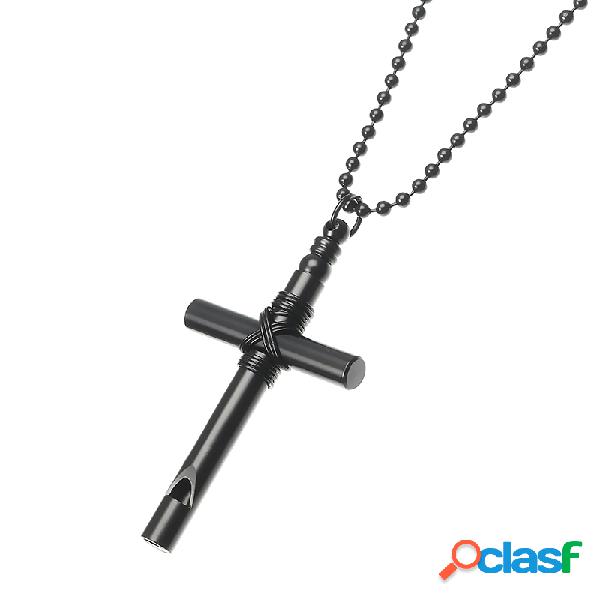 Punk Men's Necklace Cross Rock Alloy Whistle Neckalce