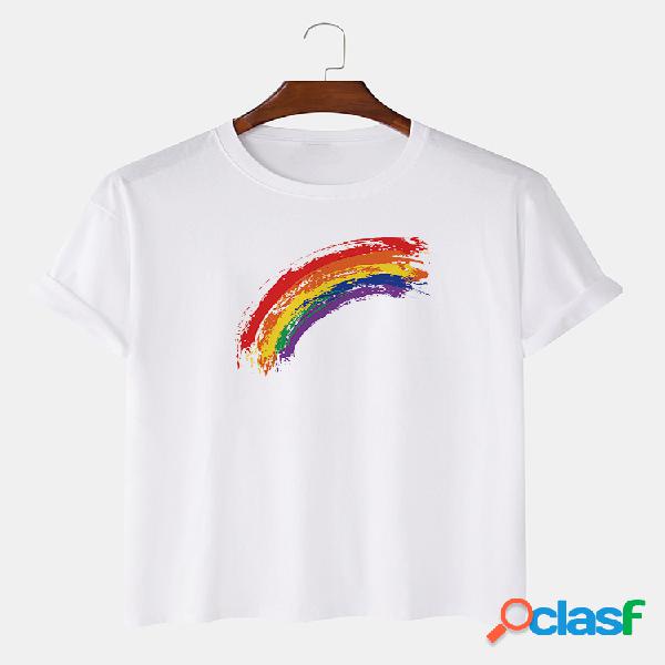 Rainbow Rainbow & Colorful Padrão Camisetas Básicas de